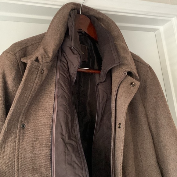 Tasso Elba Mens Full Zip Wool Blend Overcoat Brown - Picture 7 of 16